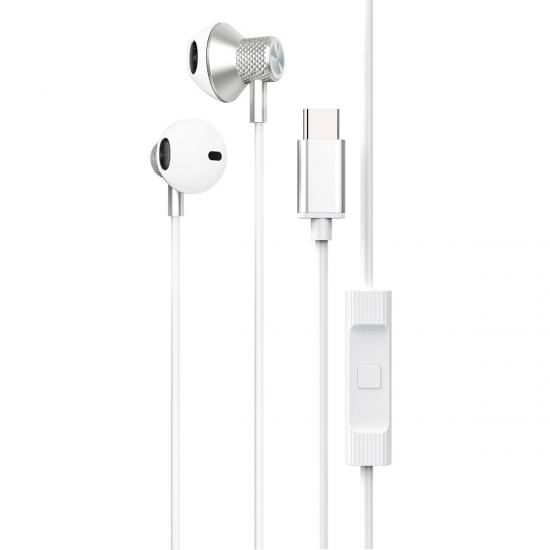 Newface Ls-730 1.2m İphone 15 Serisi İle Uyumlu Type-c Kablolu Kulaklık - Gümüş