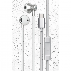 Newface Ls-730 1.2m İphone 15 Serisi İle Uyumlu Type-c Kablolu Kulaklık - Gümüş