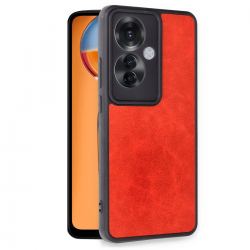 Newface Oppo Reno 11f Kılıf Aras Deri Kapak - Kırmızı Newface Oppo Reno 11f Kılıf Aras Deri Kapak - Kırmızı