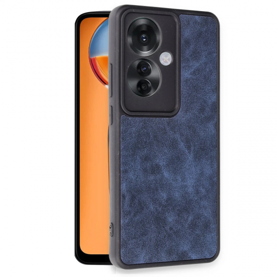 Newface Oppo Reno 11f Kılıf Aras Deri Kapak - Lacivert