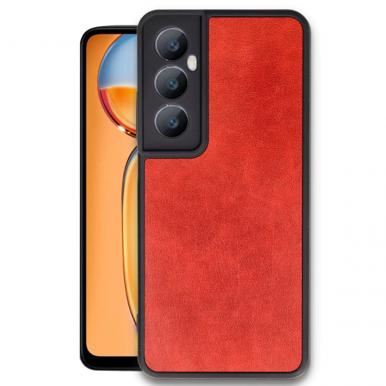 Newface Realme C65 Kılıf Aras Deri Kapak - Kırmızı