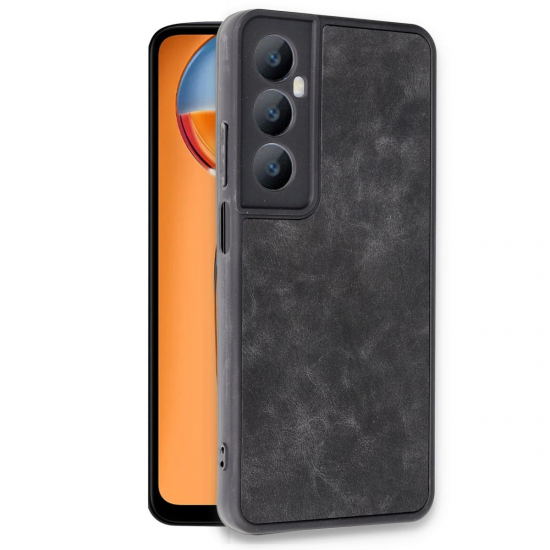 Newface Realme C65 Kılıf Aras Deri Kapak - Siyah
