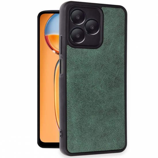 Newface Realme Note 50 4g Kılıf Aras Deri Kapak - Koyu Yeşil