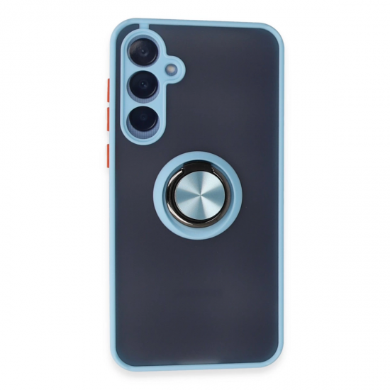 Newface Samsung Galaxy A15 4g Kılıf Montreal Yüzüklü Silikon Kapak - Buz Mavi