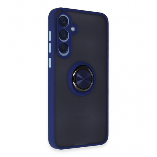 Newface Samsung Galaxy A15 4g Kılıf Montreal Yüzüklü Silikon Kapak - Lacivert