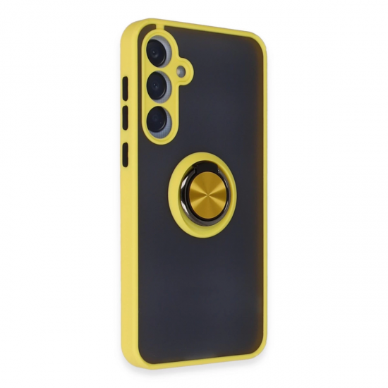 Newface Samsung Galaxy A25 5g Kılıf Montreal Yüzüklü Silikon Kapak - Sarı