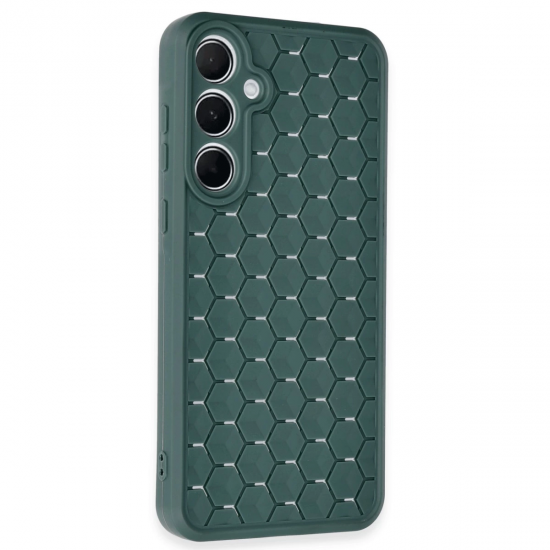 Newface Samsung Galaxy A25 5g Kılıf Petek Silikon Kapak - Koyu Yeşil