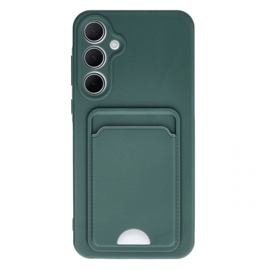 Newface Samsung Galaxy A35 5g Kılıf Kelvin Kartvizitli Silikon - Koyu Yeşil