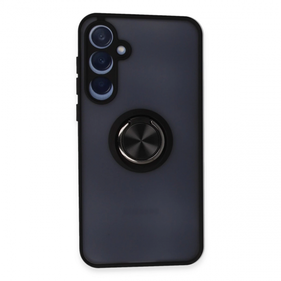 Newface Samsung Galaxy A35 5g Kılıf Montreal Yüzüklü Silikon Kapak - Siyah