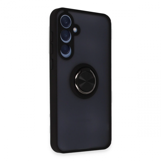 Newface Samsung Galaxy A35 5g Kılıf Montreal Yüzüklü Silikon Kapak - Siyah