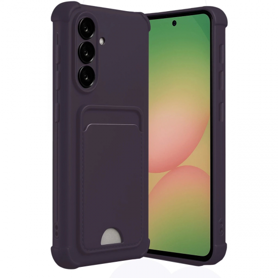 Newface Samsung Galaxy A55 5g Kılıf Kelvin Kartvizitli Silikon - Derin Mor