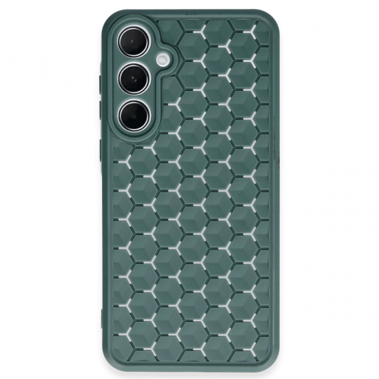 Newface Samsung Galaxy A55 5g Kılıf Petek Silikon Kapak - Koyu Yeşil