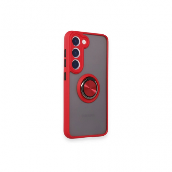 Newface Samsung Galaxy M15 Kılıf Montreal Yüzüklü Silikon Kapak - Kırmızı