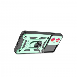 Newface Samsung Galaxy S22 Kılıf Pars Lens Yüzüklü Silikon - Yeşil