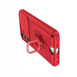 Newface Samsung Galaxy S24 Fe Kılıf Zuma Kartvizitli Yüzüklü Silikon - Kırmızı