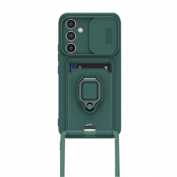 Newface Samsung Galaxy S24 Fe Kılıf Zuma Kartvizitli Yüzüklü Silikon - Yeşil