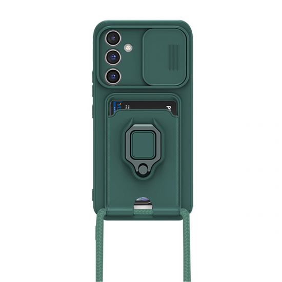 Newface Samsung Galaxy S24 Fe Kılıf Zuma Kartvizitli Yüzüklü Silikon - Yeşil