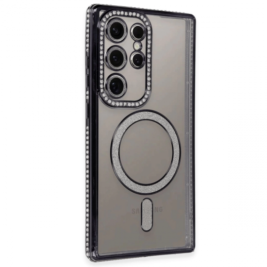 Newface Samsung Galaxy S24 Ultra Kılıf Joke Simli Magneticsafe Kılıf - Siyah