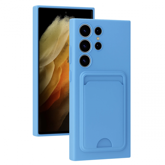 Newface Samsung Galaxy S24 Ultra Kılıf Kelvin Kartvizitli Silikon - Mavi