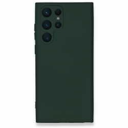 Newface Samsung Galaxy S24 Ultra Kılıf Nano İçi Kadife Silikon - Koyu Yeşil
