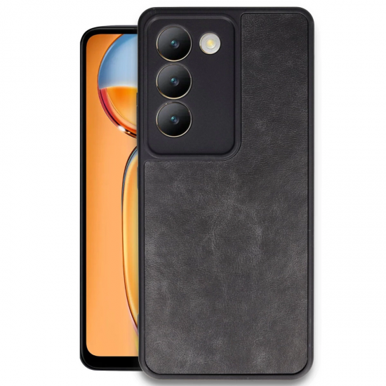 Newface Vivo V30 Lite 4g Kılıf Aras Deri Kapak - Siyah