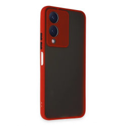 Newface Vivo Y17s Kılıf Montreal Silikon Kapak - Kırmızı Newface Vivo Y17s Kılıf Montreal Silikon Kapak - Kırmızı
