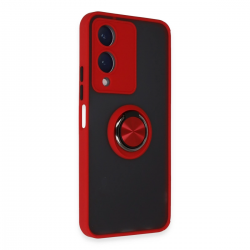 Newface Vivo Y17s Kılıf Montreal Yüzüklü Silikon Kapak - Kırmızı Newface Vivo Y17s Kılıf Montreal Yüzüklü Silikon Kapak - Kırmızı