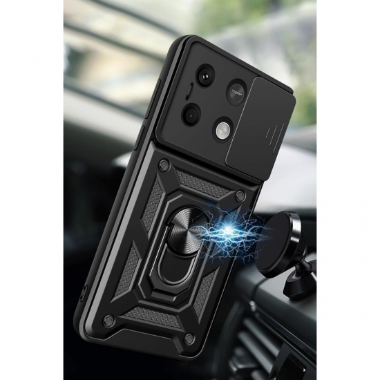 Newface Xiaomi Poco M6 Pro 4g Kılıf Pars Lens Yüzüklü Silikon - Yeşil