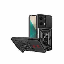 Newface Xiaomi Poco X6 Kılıf Pars Lens Yüzüklü Silikon - Siyah