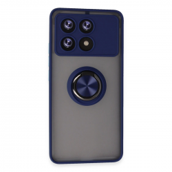 Newface Xiaomi Poco X6 Pro Kılıf Montreal Yüzüklü Silikon Kapak - Lacivert