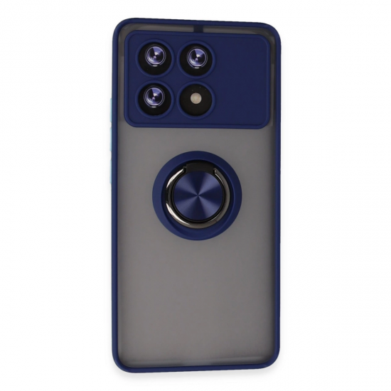 Newface Xiaomi Poco X6 Pro Kılıf Montreal Yüzüklü Silikon Kapak - Lacivert