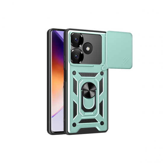 Newface Xiaomi Redmi 13 4g Kılıf Pars Lens Yüzüklü Silikon - Yeşil