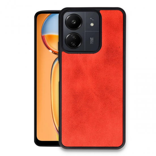 Newface Xiaomi Redmi 13c Kılıf Aras Deri Kapak - Kırmızı