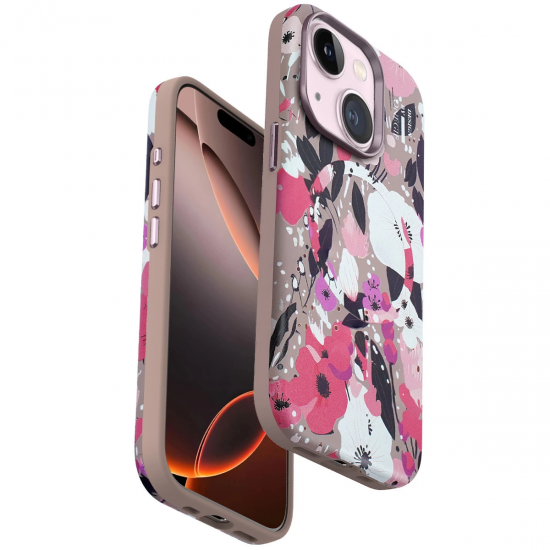 Onegif İphone 14 Flower Series Magsafe Kapak - Pembe