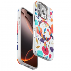 Onegif İphone 16 Pro Flower Series Magsafe Kapak - Beyaz