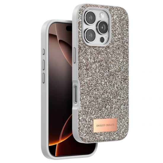 Onegif İphone 16 Pro Max Bright Simli Kapak - Çöl Titanyum