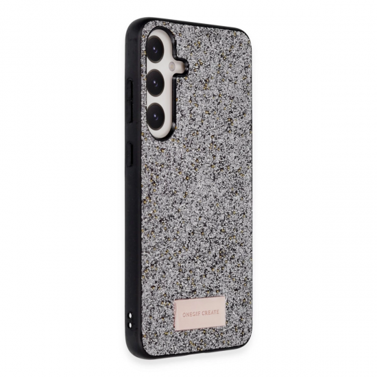 Onegif Samsung Galaxy A55 5g Bright Simli Kapak - Gümüş