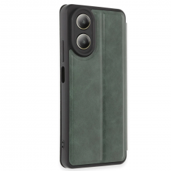 Oppo A38 Kılıf Flip Cover - Koyu Yeşil