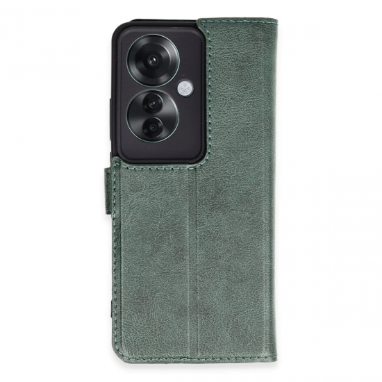 Oppo Reno 11f Kılıf Trend S Plus Kapaklı Kılıf - Yeşil