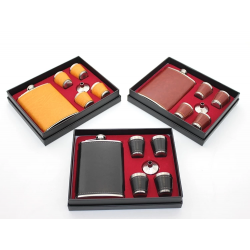 Paslanmaz Çelik 4 Shot Bardaklı Derili Matara Seti Alk2672 Paslanmaz Çelik 4 Shot Bardaklı Derili Matara Seti Alk2672