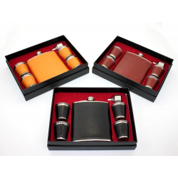 Paslanmaz Çelik 4 Shot Bardaklı Derili Matara Seti Alk2681 Paslanmaz Çelik 4 Shot Bardaklı Derili Matara Seti Alk2681