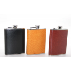 Paslanmaz Çelik Tekli 8 Oz Derili Matara  Alk2661 Paslanmaz Çelik Tekli 8 Oz Derili Matara  Alk2661