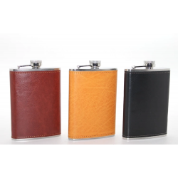 Paslanmaz Çelik Tekli 9 Oz Derili Matara  Alk2662 Paslanmaz Çelik Tekli 9 Oz Derili Matara  Alk2662