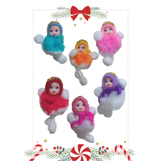 Yeni Yıl Noel Baba Kart Üzerinde Anahtarlık (Kişiye Özel Yazı Yazdırılabilir) Peluş Bebek 5 adet