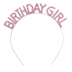 Pembe Renk Kristal Taşlı Parlak Birthday Girl Yazılı Taç 16x17 Cm