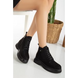 Jiwa Siyah Süet Bağcıklı Bot Jiwa Siyah Süet Bağcıklı Bot