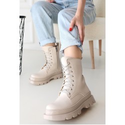 Orge Bej Cilt Bağcıklı Bot Orge Bej Cilt Bağcıklı Bot