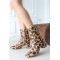 Birta Leopar Cilt Streç Topuklu Bot