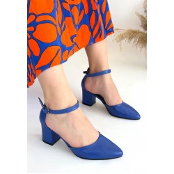 Mulen Mavi Cilt Topuklu Ayakkabı Mulen Mavi Cilt Topuklu Ayakkabı