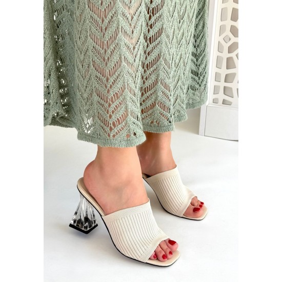 Evra Ten Triko Topuklu Terlik